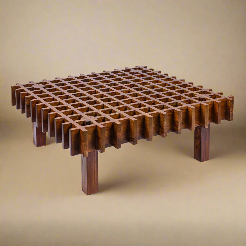 Koshi Teakwood Grid Minimalist Coffee Table – Bluedot Design