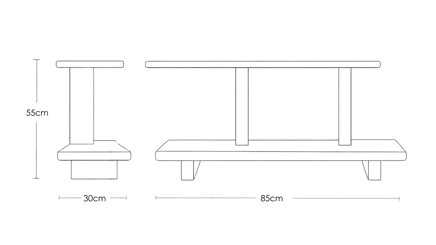 Serene Duo modular modern sofa with solid teakwood table – dimension image