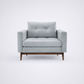 Aalto mid century modern 1 seater lounge sofa with quilted tufted back and solid wood base