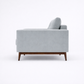 Aalto mid century modern 1 seater lounge sofa with quilted tufted back and solid wood base side angle for Bluedot Design