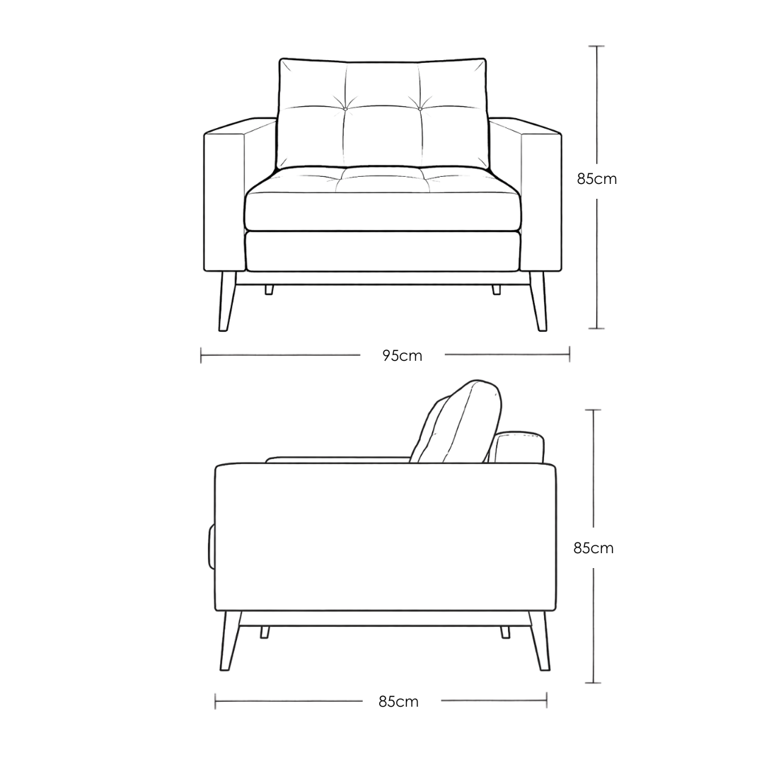 Aalto 1 seater sofa dimensions in cm