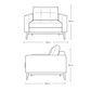 Aalto 1 seater sofa dimensions in cm