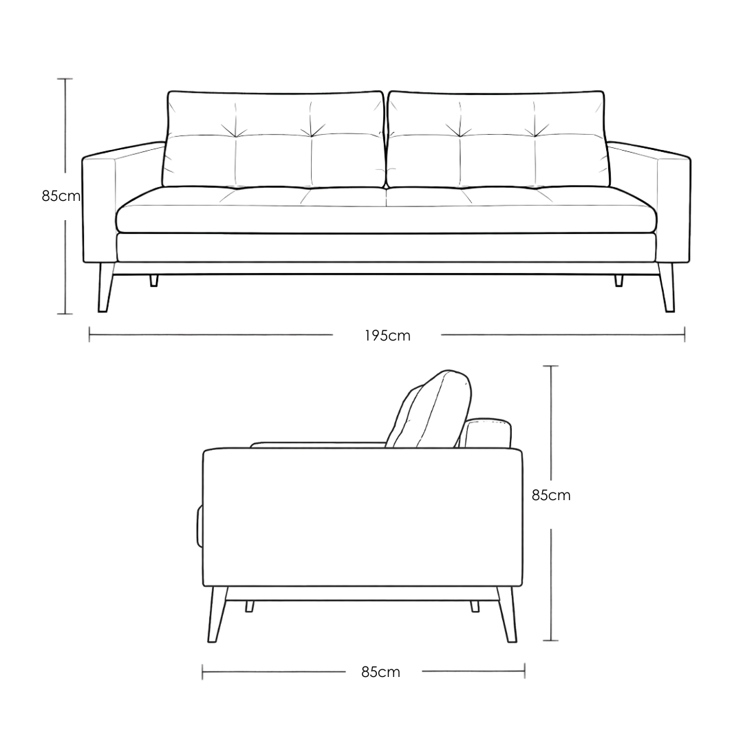 Aalto 3 seater sofa dimensions in cm