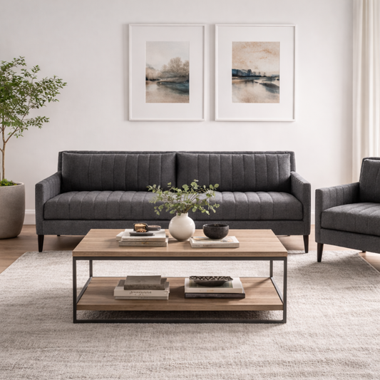 Alexis contemporary channel-tufted sofa by Bluedot Design - living room