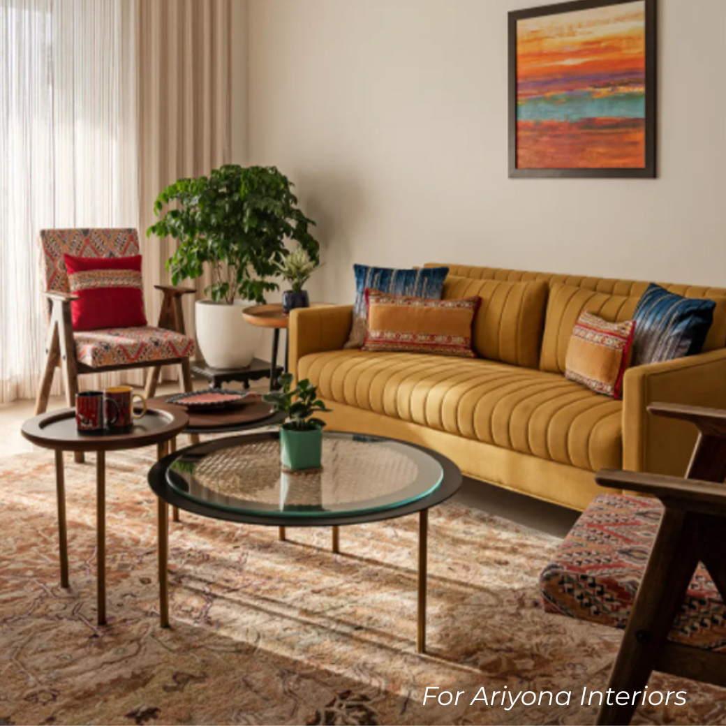 Alexis contemporary channel-tufted sofa by Bluedot Design - living room view for ariyona interiors