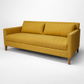Alexis contemporary mustard channel-tufted three seater sofa by Bluedot Design - isometric view