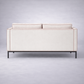 Allen minimalist fabric three seater sofa in neutral upholstery with black metal base and tailored piping – contemporary living room seating- back view