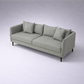 Falcon modern fabric sofa with solid teakwood base and clean contemporary lines – isometric view