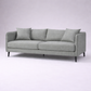 Falcon modern fabric sofa with solid teakwood base and clean contemporary lines – isometric view
