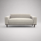 Irene modern upholstered fabric sofa front view with solid wood base in neutral finish