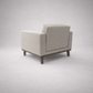 Irene modern sofa back view with clean upholstered rear and exposed solid wood legs