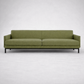 Kathaleen mid-century modern three seater sofa with upholstered seat and slim black metal legs – front view