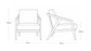 Paula S single seater modern teakwood frame sofa with upholstered cushions – dimension image