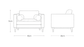 Roan F modern teakwood sofa in textured neutral fabric with bolster cushions and solid wood base for contemporary living rooms – dimension image