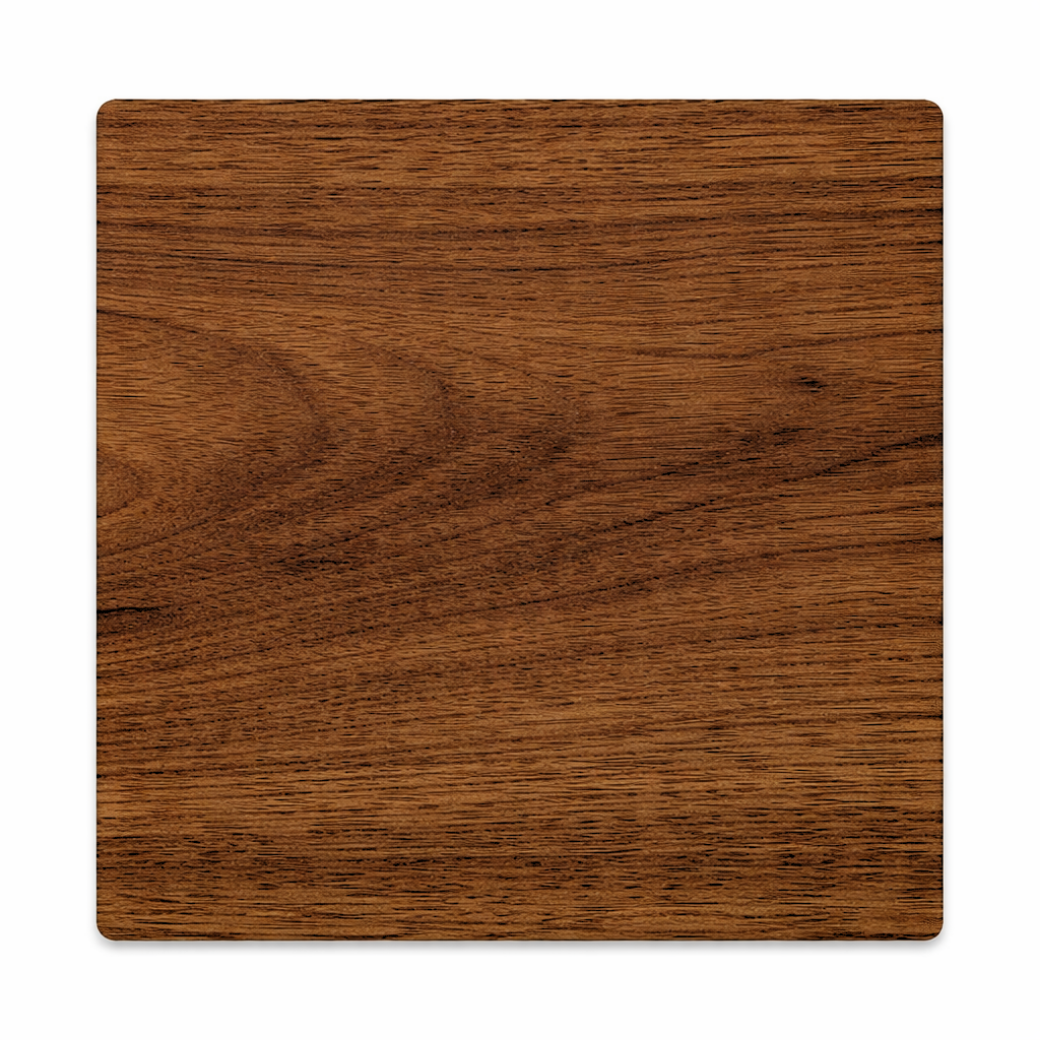 Sama teakwood canopy bed with metal frame members in a styled bedroom setting - wood grain
