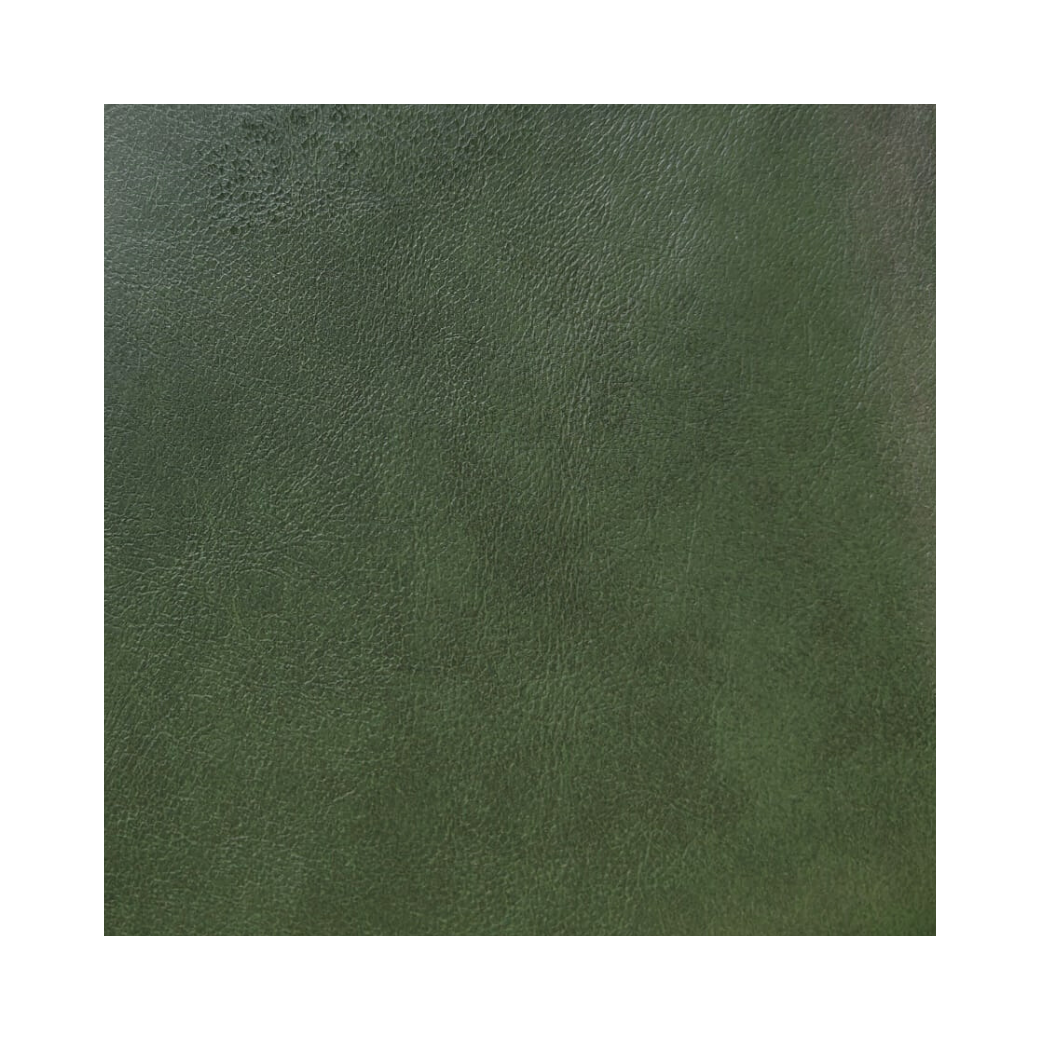 Sama teakwood canopy bed with metal frame members in a styled bedroom setting - leatherette/ faux leather