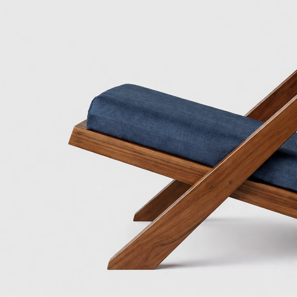 James teakwood lounge chair handcrafted by Bluedot Design – side wood detail