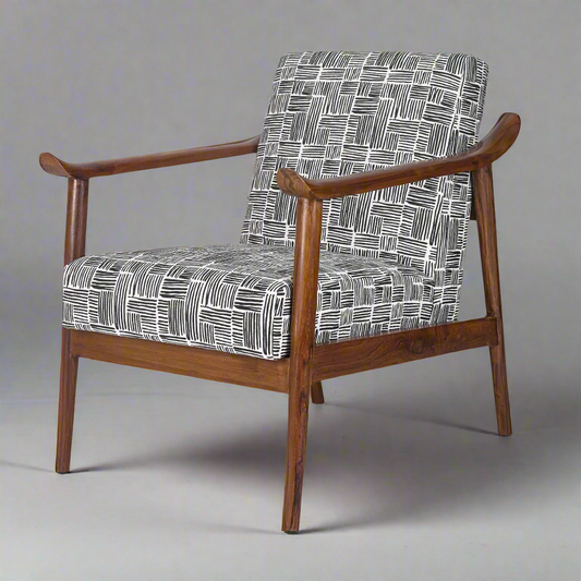 Juno wooden lounge chair handcrafted in teakwood by Bluedot Design – angle view