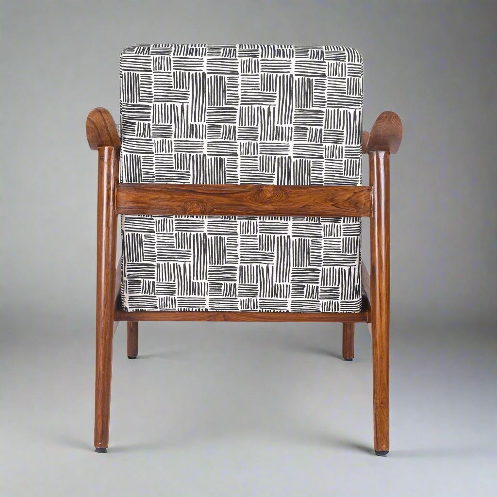 Juno wooden lounge chair handcrafted in teakwood by Bluedot Design – back view