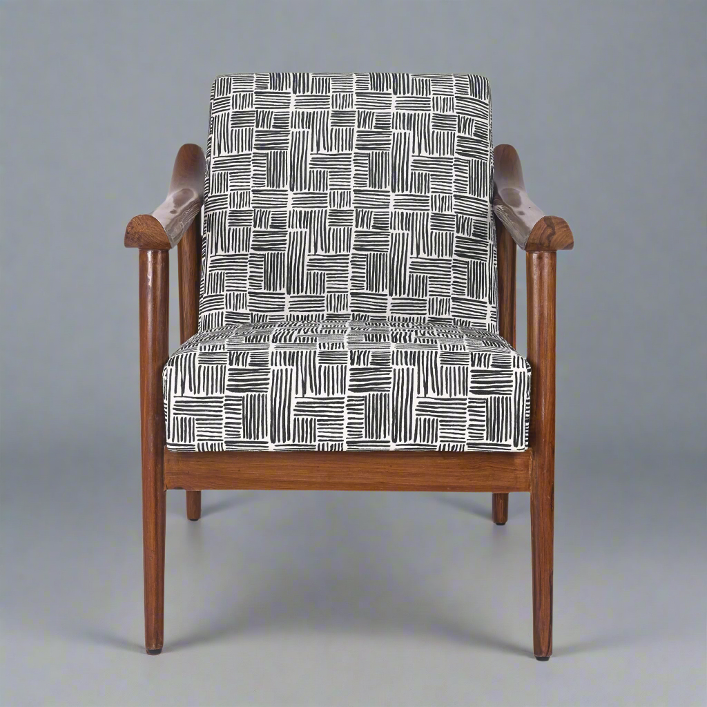 Juno wooden lounge chair handcrafted in teakwood by Bluedot Design – front view