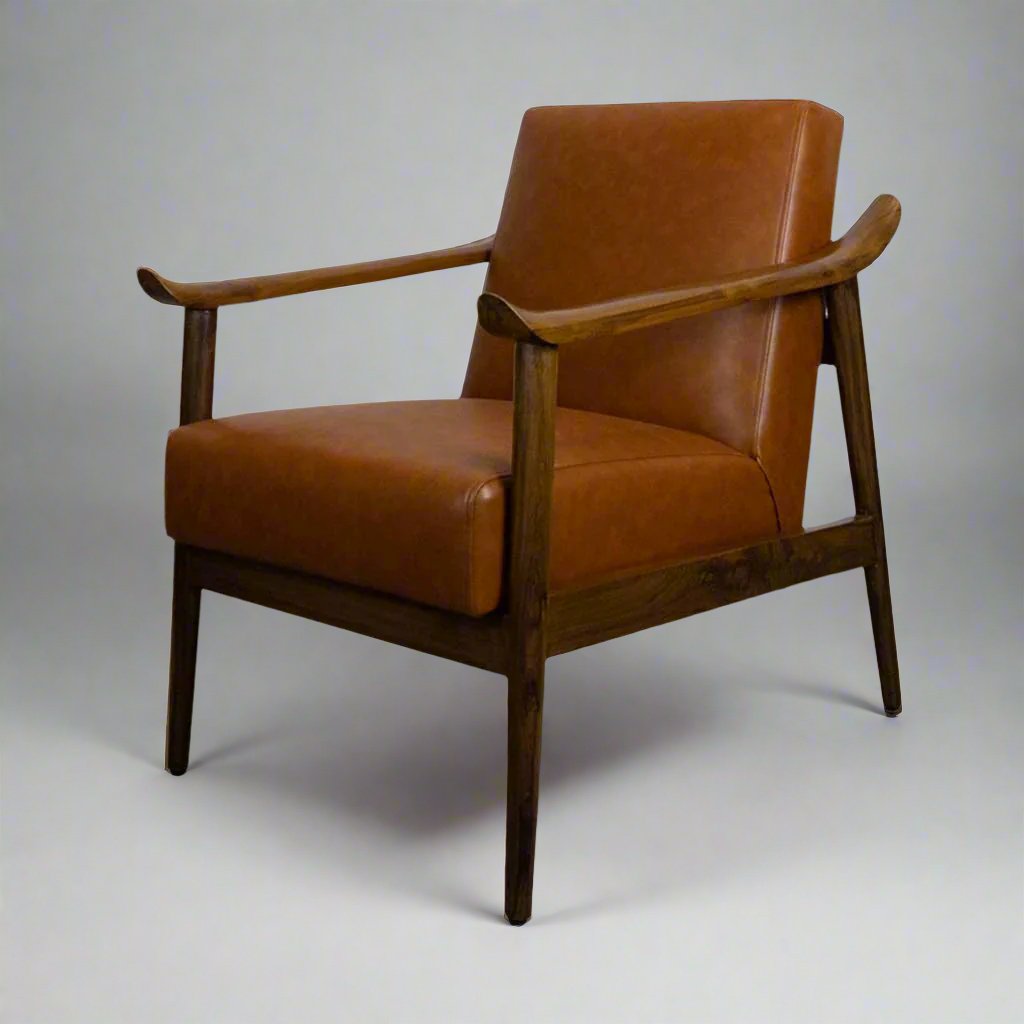 Juno wooden lounge chair handcrafted in solid wood by Bluedot Design – angle view