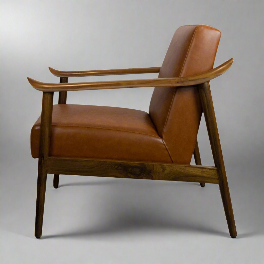 Juno wooden lounge chair handcrafted in solid wood by Bluedot Design –side view