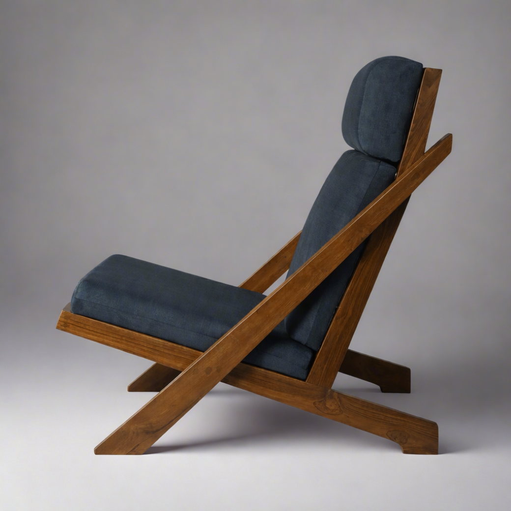James teakwood lounge chair handcrafted by Bluedot Design – side view