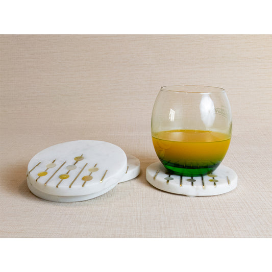 Josie - Marble with Mother of Pearl Inlay Coasters Set of 4
