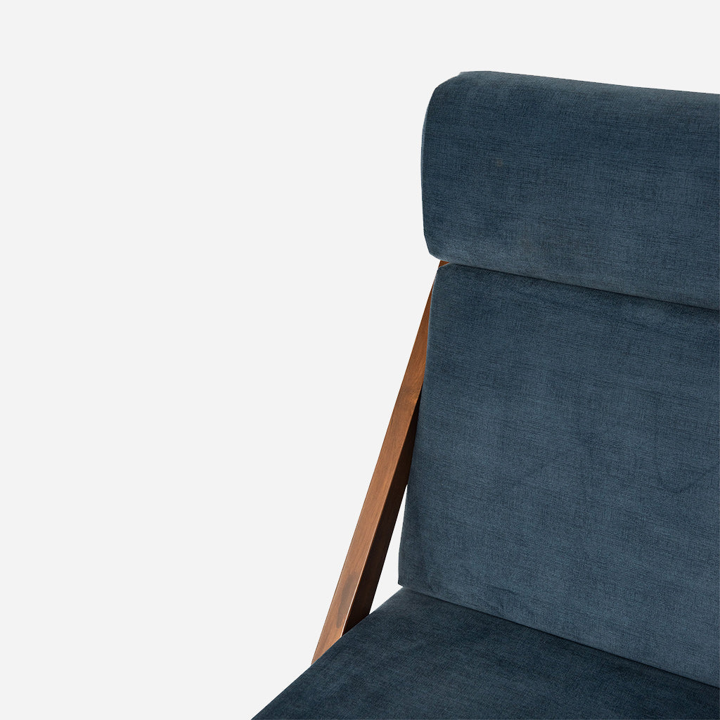 James teakwood lounge chair handcrafted by Bluedot Design – upholstery detail