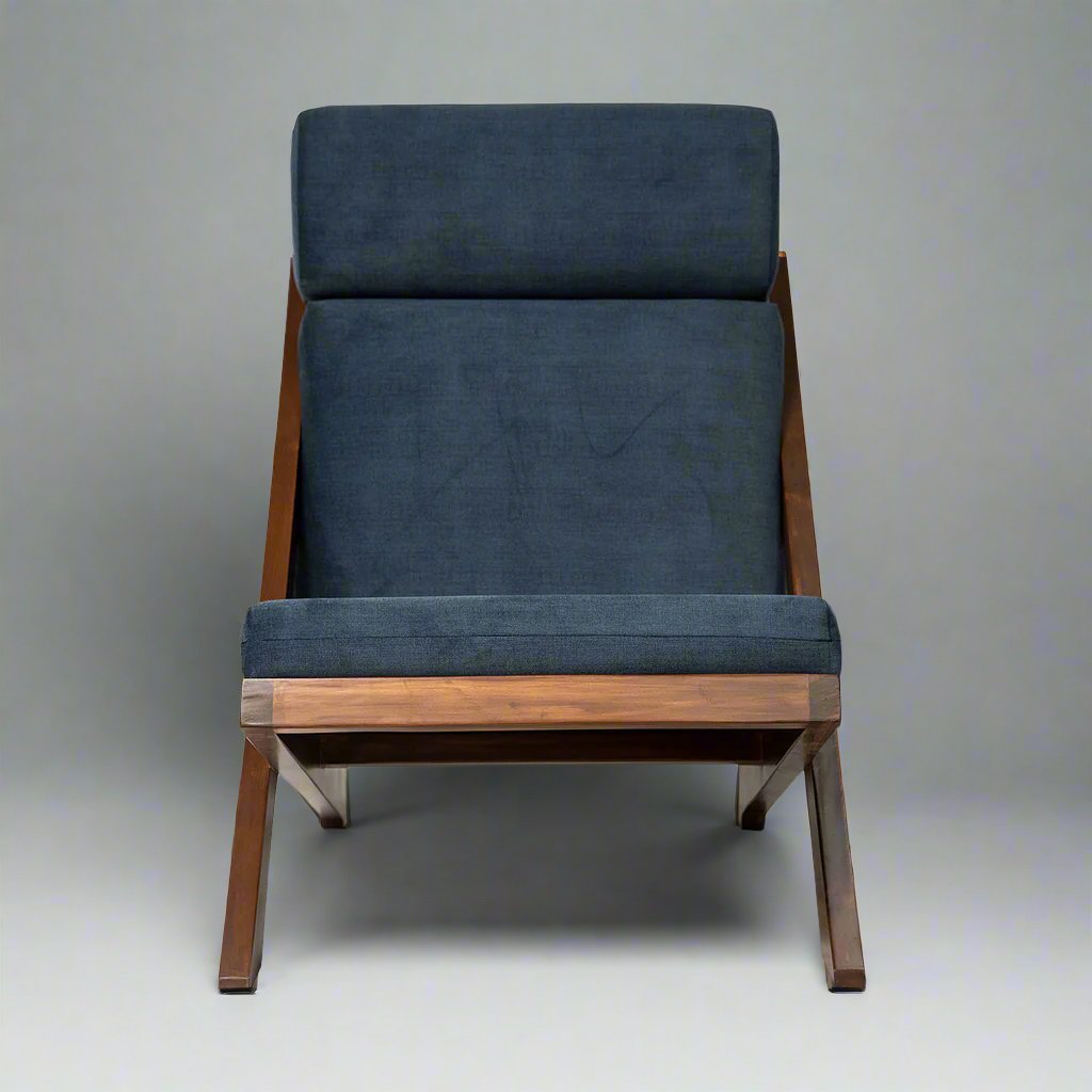 James teakwood lounge chair handcrafted by Bluedot Design – front view