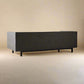 Murray mid-century modern tufted three seater sofa with upholstered seat and solid wood base – isometric back view